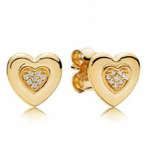 925 Silver Sparkling Heart Stud Earrings Wedding Party Jewelry