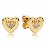 925 Silver Sparkling Heart Stud Earrings Wedding Party Jewelry