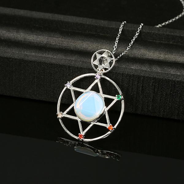 David Star Rhinestone Pendant Hexagram Necklace