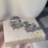 Heavy Industry Bow Earring Full Diamond Anniversary Gift Jewelry