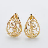 Vintage Rose 18K Filled Dangle Earrings Hollow Carved Wedding Party Jewelry