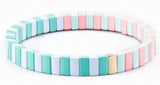 Rainbow Elastic Enamel Tile Bracelets Metal Bohemian Pulseras Women Jewelry