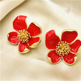 Enamel Flower Glaze Stud Earrings - European & American Style