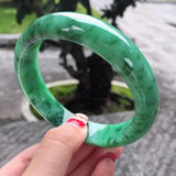 Zheru Princess Jadeite Green Bracelet 54-64mm Natural Myanmar Jewelry