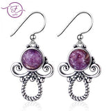 925 Sterling Silver Purple Dragon Crystal Angel Earrings
