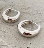 925 Sterling Silver Curved Hoop Earrings Korea Industrial Style Wide Earrings