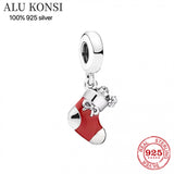 Real 925 Sterling Silver Lock Shoes Pando Pendant Beads for Women