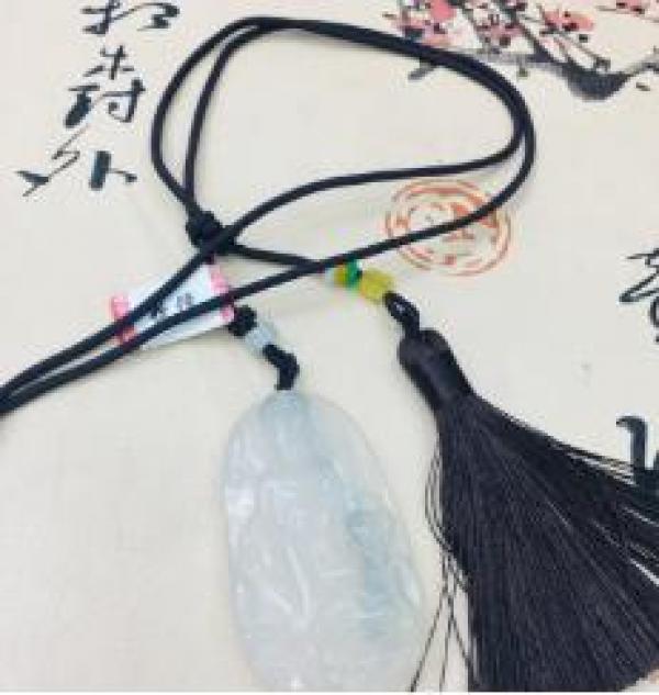 Ice Chalcedony Jade Guanyin Pendant Necklace