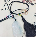 Ice Chalcedony Jade Guanyin Pendant Necklace