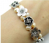 Quartz Crystal Pearl Bangle Bracelet Natural Jewelry