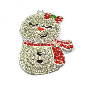 Snowman Rhinestone Pendants, Christmas Necklace, 10pcs/lot
