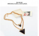 Triangular Geometry Double Necklace Statement Necklaces