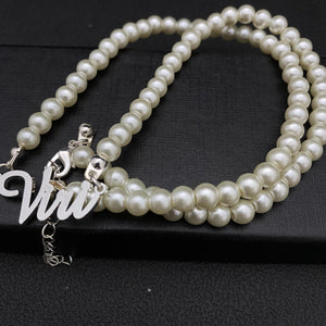 Pearl Name Necklace Stainless Steel Nameplate Pendant for Christmas