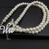 Pearl Name Necklace Stainless Steel Nameplate Pendant for Christmas