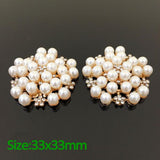 Pearls Rhinestone Cluster Button Wedding Embellishment 10 pcs