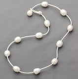 Favorite Pearl Chokers Necklace Rope Leather Freshwater Pearl Necklace