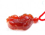 Handwork Red Agate Jade PiXiu Pendant + Rope Necklace Charming Jewelry