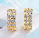 925 Silver Needle Purple Gemstone Zircon Crystal Diamond Earrings