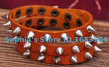 Orange Rock R&B Sharp Studs Triple Wrap Leather Wristband Bracelet Cuff Men