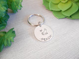 Small Cat Name Hand Stamped Stainless Steel Key Chain