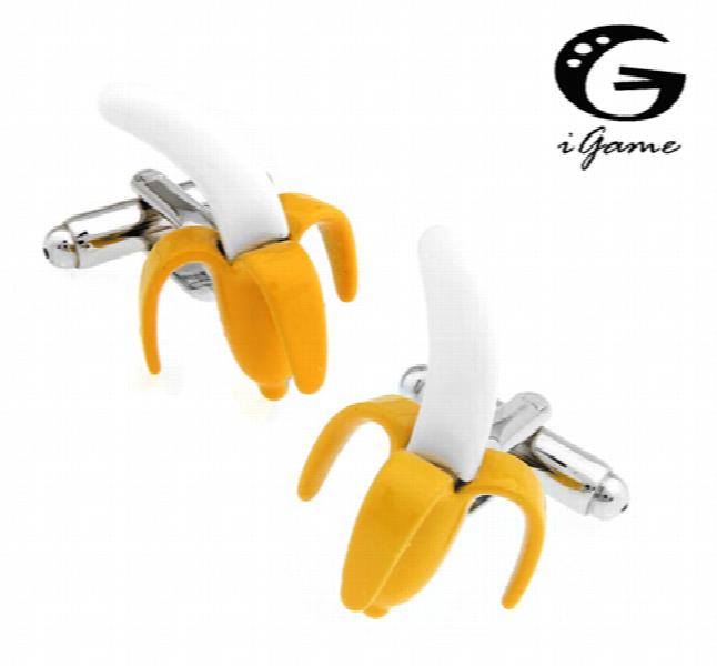 iGame Banana Cuff Links Yellow Painting Brass Material