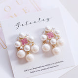 Pink Diamond Fairy Princess Earrings Tassel Sweet Retro Light Earrings