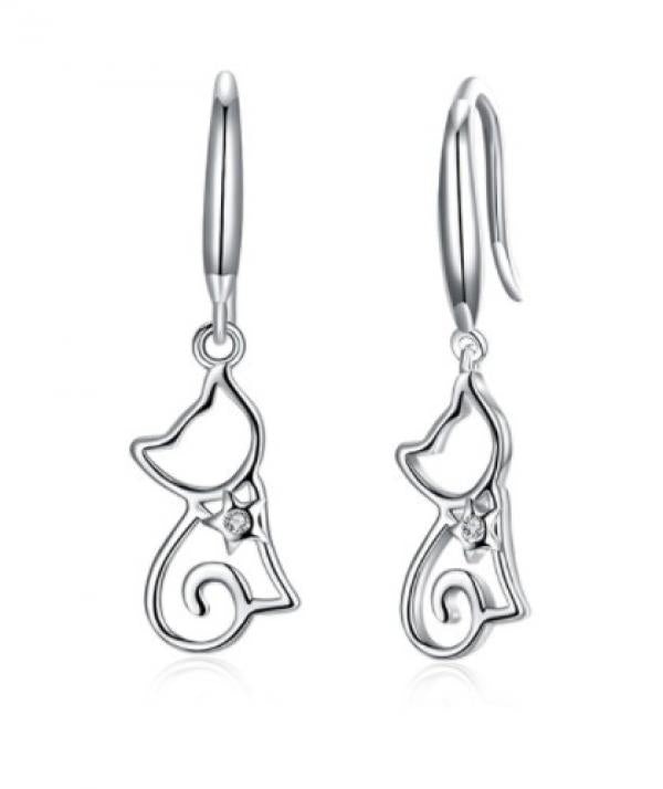 925 Silver Cat Zircon Earrings Female Crystal from Austrian Sweet Earrings