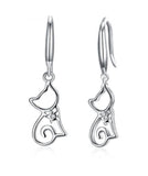 925 Silver Cat Zircon Earrings Female Crystal from Austrian Sweet Earrings