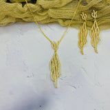 Copper Wire Zircon Necklace Earrings Set Wedding Jewelry S1525