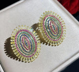S925 Silver Copper Zircon Ellipse Crystal Earrings DIY Jewelry Accessories