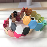 Colorful Enamel Tile Beaded Bracelet, Rainbow Stretch Boho Jewelry