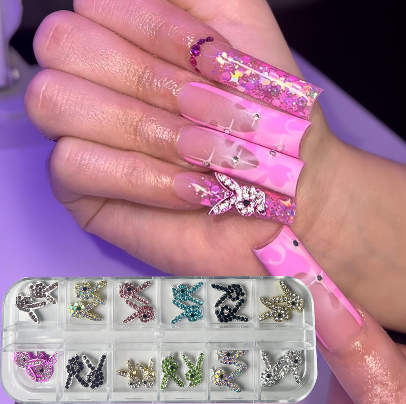3D Rabbit Nail Art Charms Crystal Rhinestones Bunny Shape Manicure DIY