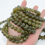 Green Grossularite Garnet Round Beads Bracelet 10mm-10.5mm
