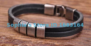 G117 Metal Clasp Surfer Leather Mens Wristband Cuff