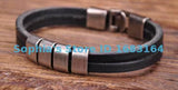 G117 Metal Clasp Surfer Leather Mens Wristband Cuff