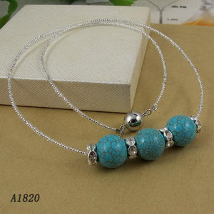 Turquoise Rhinestone Beads Necklace for Women