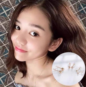 18K Stud Earrings Beans AU750 Jewelry 3mm