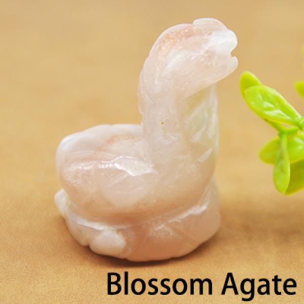 Snake Statue Crystal Rose Quartz Amethyst Healing Animals Figurines Reiki