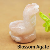 Snake Statue Crystal Rose Quartz Amethyst Healing Animals Figurines Reiki
