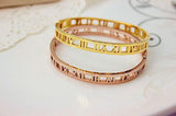 7mm Roman Numerals Bangle Rose Steel Christmas Women Party Gift