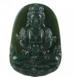 Smiling Buddha Copper Hetian Jade Pendant Green Necklace Pendants