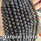 Purple Cordierite Iolite Round Bead Strand for DIY Jewelry Making