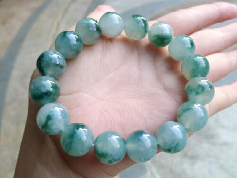 5pc 10mm Natural A Green Jadeite Round Gemstone Beads Bracelet 7.5''