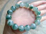 5pc 10mm Natural A Green Jadeite Round Gemstone Beads Bracelet 7.5''