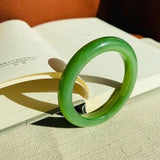 Zheru Jewelry Green Hetian Jade Bracelet 54-64mm for Mother, Girlfriend