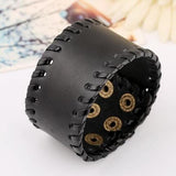 Women Men Biker Wide Leather Cuff Bracelet Charm Retro Bang
