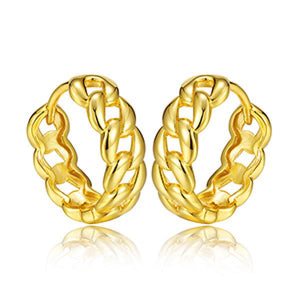 925 Silver Chain Hoop Earrings Rock Punk Style Hip Hop Unisex Men Women Jewelry