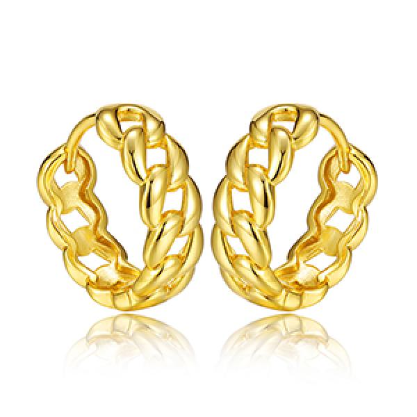 925 Silver Chain Hoop Earrings Rock Punk Style Hip Hop Unisex Men Women Jewelry