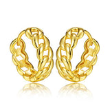 925 Silver Chain Hoop Earrings Rock Punk Style Hip Hop Unisex Men Women Jewelry