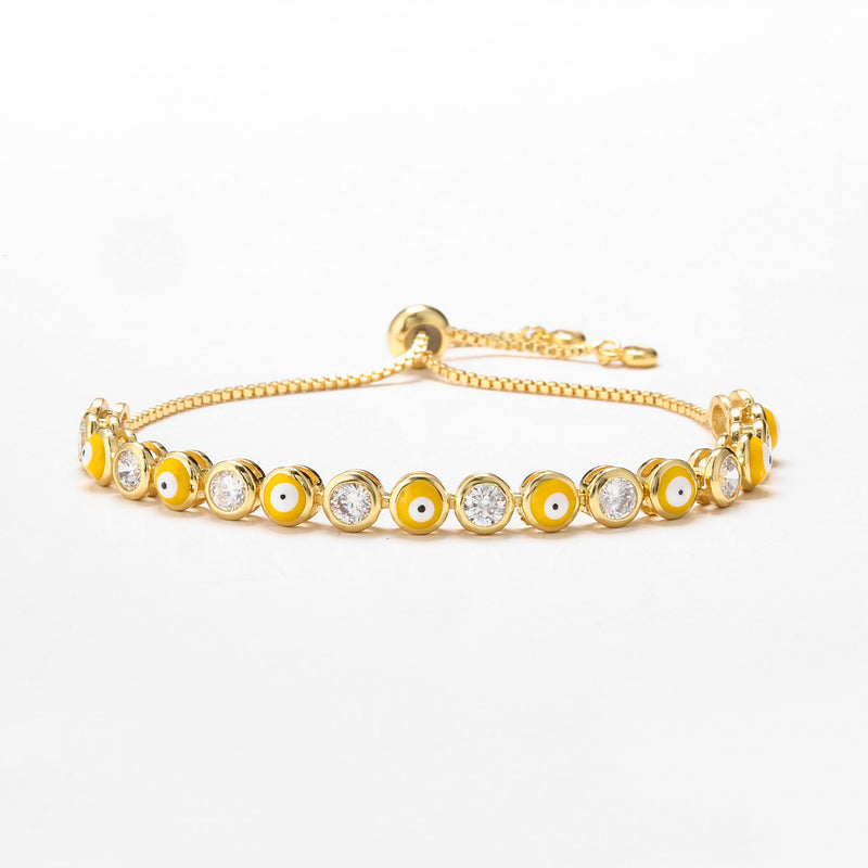 HECHENG Colorful Eyes Tennis Bracelet Lucky Eyes Bracelet for Women Girls